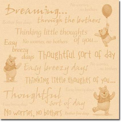 Disney Winnie The Pooh Collection Pooh's Little Thoughts 12 x 12 Scrapbook Paper by Sandylion - Scrapbook Supply Companies