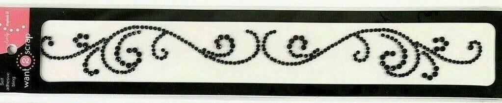 Say It With Bling Collection 2 x 11 Self-Adhesive Black Rhinestone Flourish Swirl Scrapbook Bling by Want 2 Scrap - Scrapbook Supply Companies
