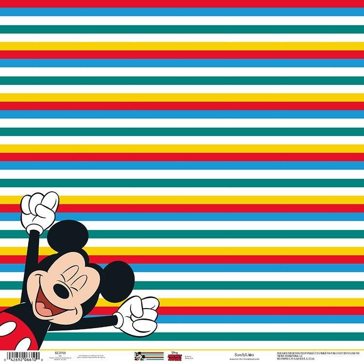 Disney Mickey Mouse Collection Mickey Stripes 12 x 12 Scrapbook Paper by Sandylion - Scrapbook Supply Companies