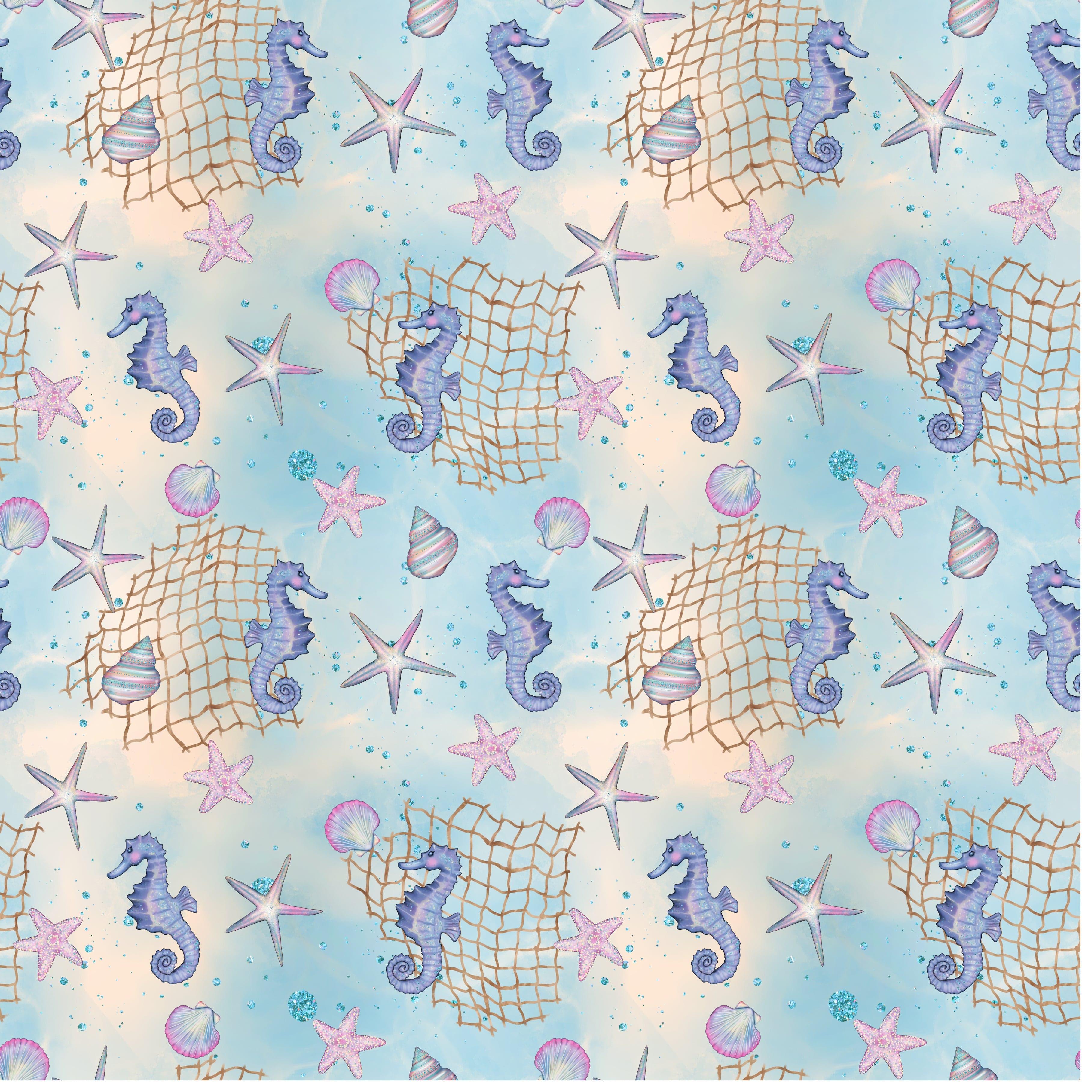Gaynor Carradice's Mermaids & Seashells Collection Seahorse Shuffle 12 x 12 Double-Sided Scrapbook Paper by SSC Designs - Scrapbook Supply Companies
