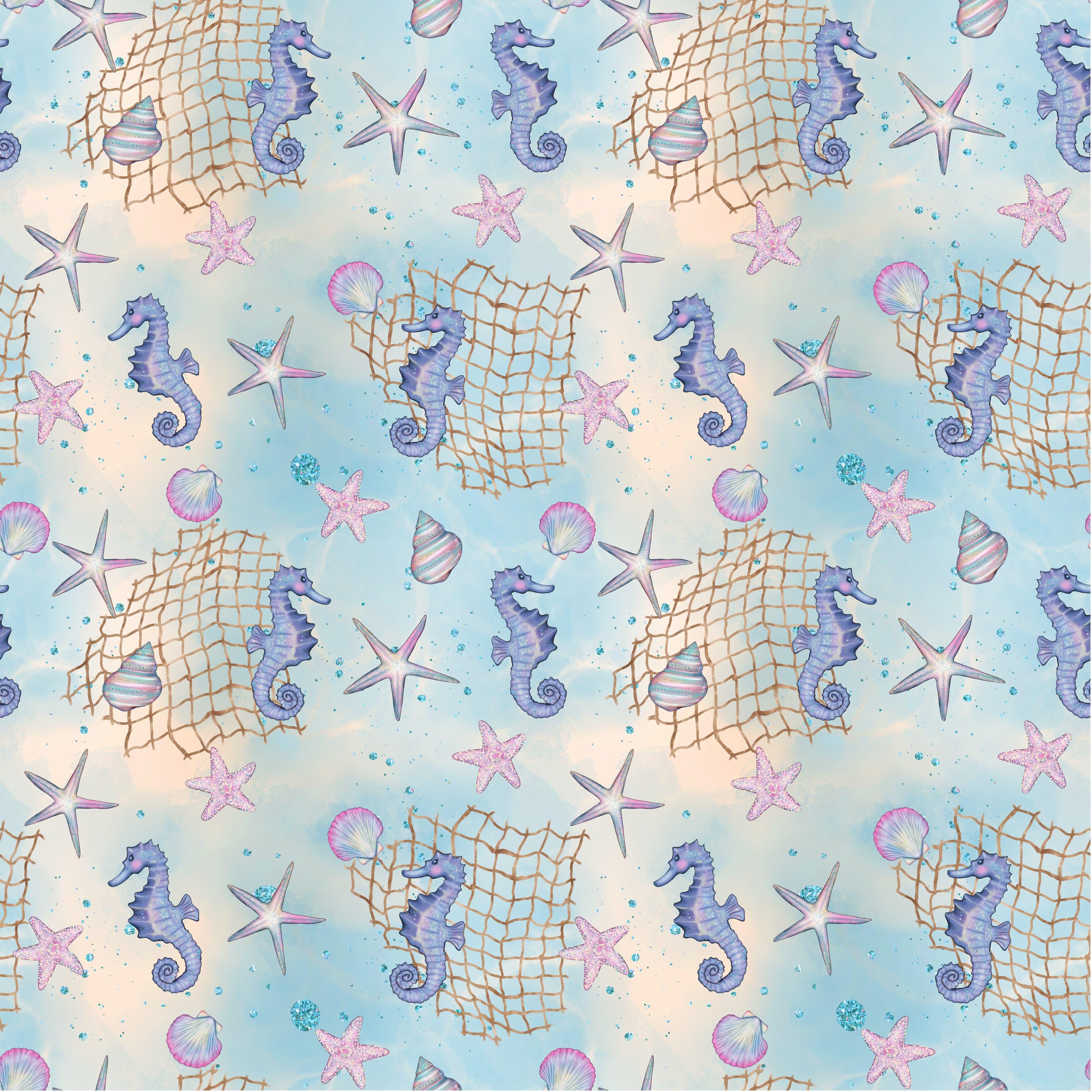 Gaynor Carradice's Mermaids & Seashells Collection Seahorse Shuffle 12 x 12 Double-Sided Scrapbook Paper by SSC Designs - Scrapbook Supply Companies
