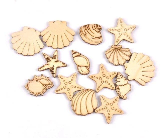 Woodies Collection Assorted Seashells Wood Shapes by SSC Designs - Pkg. of 12