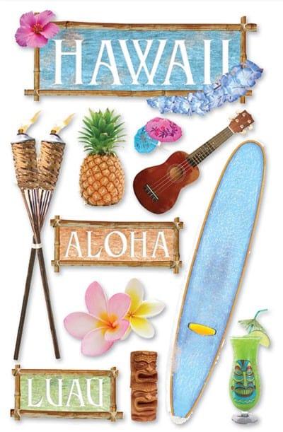 Travel Collection Hawaii 5 x 7 Glitter 3D Scrapbook Embellishment by Paper House Productions - Scrapbook Supply Companies
