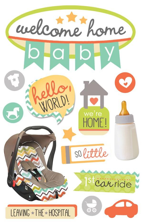 Family Collection Welcome Home Baby 5 x 7 Glitter 3D Scrapbook Embellishment by Paper House Productions - Scrapbook Supply Companies
