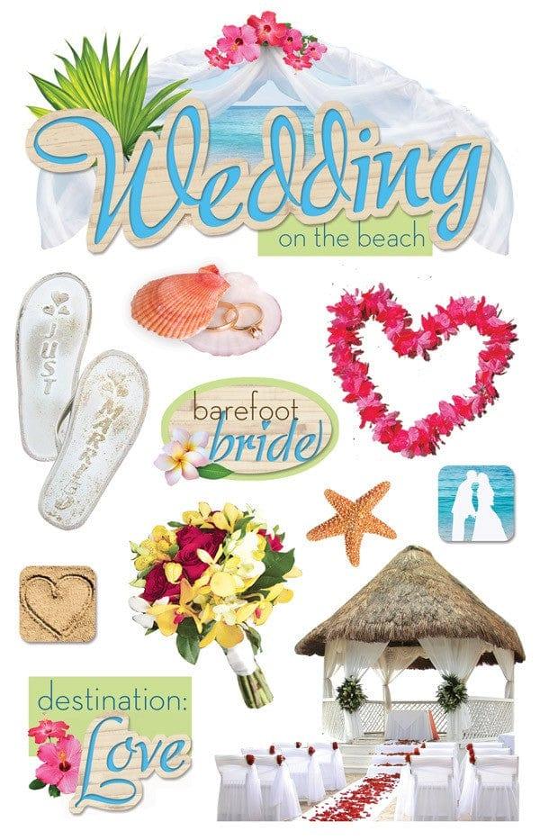 Wedding Day Collection Wedding on the Beach 5 x 7 Glitter 3D Scrapbook Embellishment by Paper House Productions - Scrapbook Supply Companies