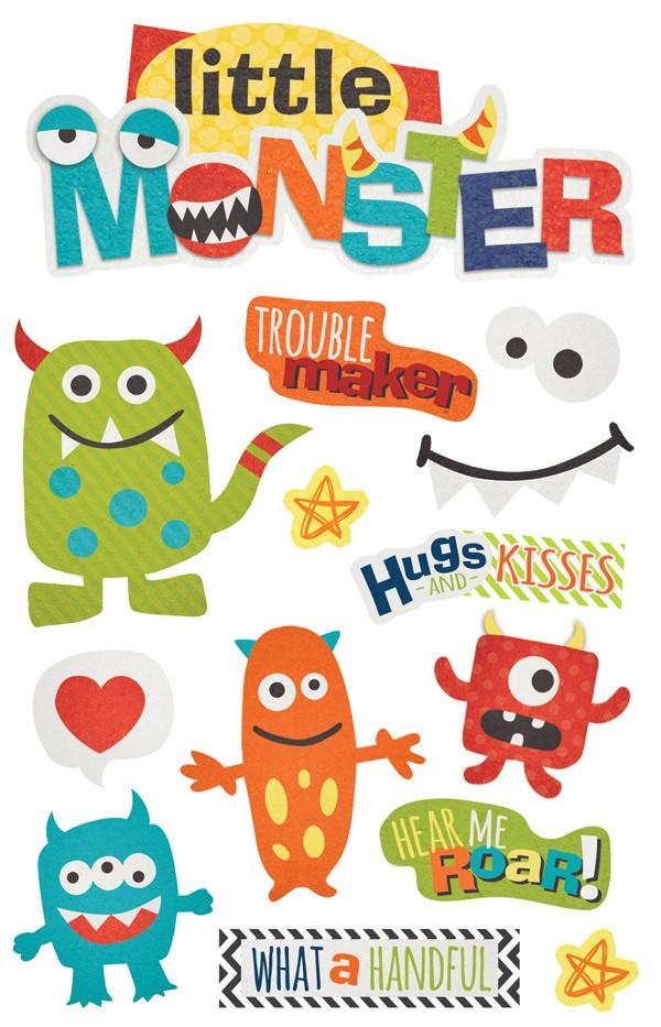 Family Collection Little Monster 5 x 7 Glitter 3D Scrapbook Embellishment by Paper House Productions - Scrapbook Supply Companies