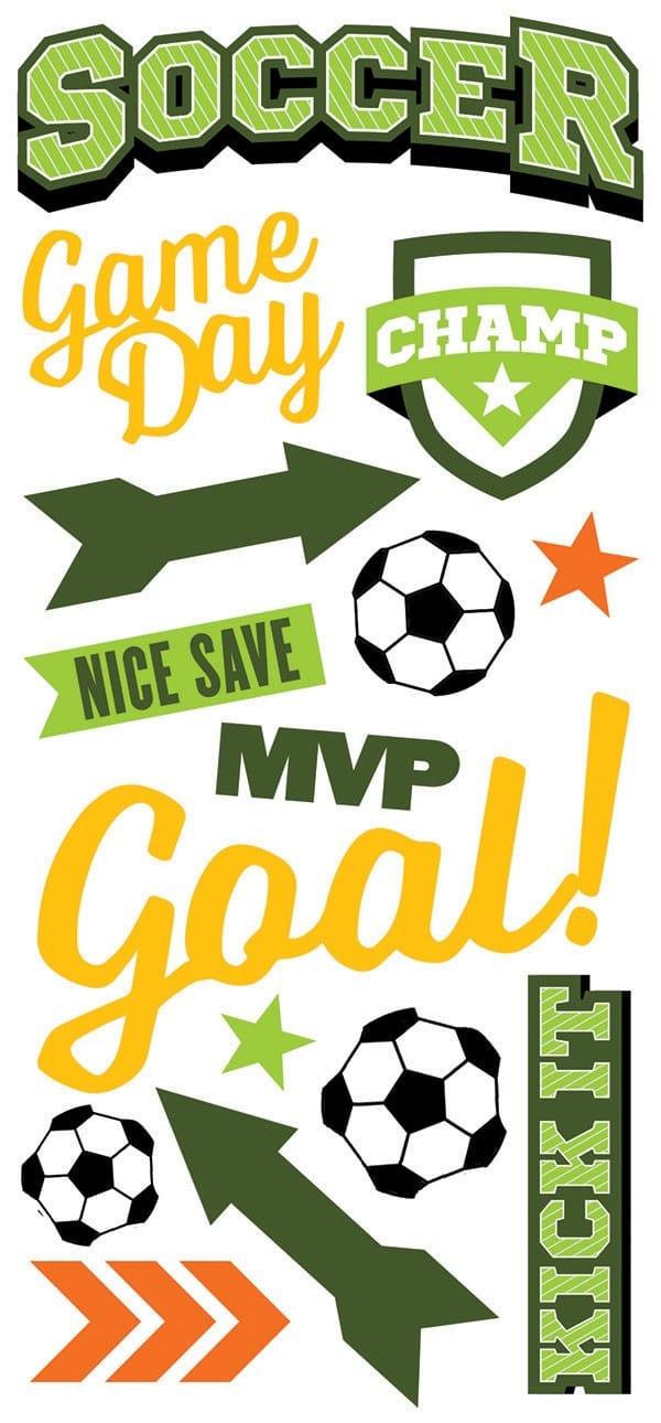 StickyPix Collection Puffy Soccer 3 x 6 Scrapbook Stickers by Paper House Productions - Scrapbook Supply Companies