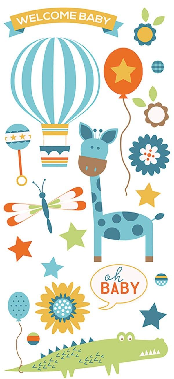 Hello Baby Collection Baby Boy 3 x 6 Puffy Scrapbook Sticker Embellishment by Paper House Productions - Scrapbook Supply Companies