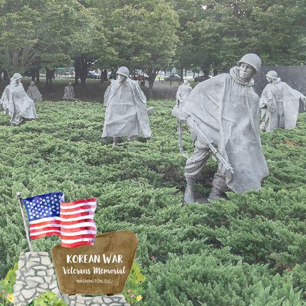 National Park Collection Washington D.C. Veterans Memorial Korean War 12 x 12 Double-Sided Scrapbook Paper by Scrapbook Customs - Scrapbook Supply Companies