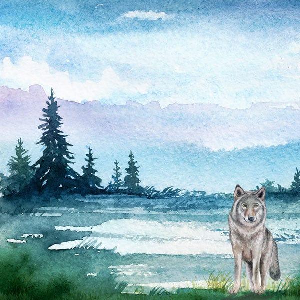 Watercolor Collection Wolf 12 x 12 Double-Sided Scrapbook Paper by Scrapbook Customs - Scrapbook Supply Companies