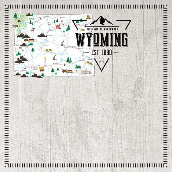 Postage Map Collection Wyoming 12 x 12 Scrapbook Paper by Scrapbook Customs - Scrapbook Supply Companies