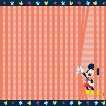 Disney Mickey Mouse & Friends Collection Mickey Mouse Behind The Curtain 12 x 12 Scrapbook Paper by Sandylion