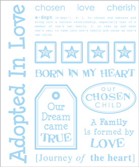 Adopted In Love Collection Baby Blue Sticker Sheet by SRM Press - Scrapbook Supply Companies