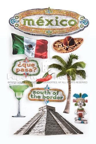 Travel Collection Mexico 5 x 7 Glitter 3D Scrapbook Embellishment by Paper House Productions - Scrapbook Supply Companies