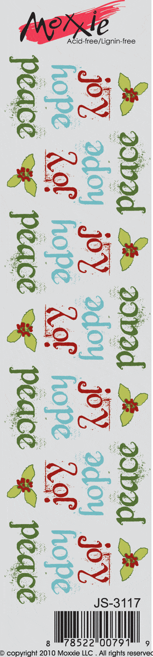Joys Of The Season Collection Joy Hope Peace Scrapbook Rub On by Moxxie - Scrapbook Supply Companies