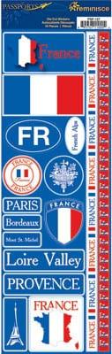 Passports Collection France Self-Adhesive Sticker Sheet by Reminisce - Scrapbook Supply Companies