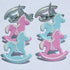 Baby Blue & Pink Rocking Horse Brads by Eyelet Outlet - Pkg. of 12 - Scrapbook Supply Companies