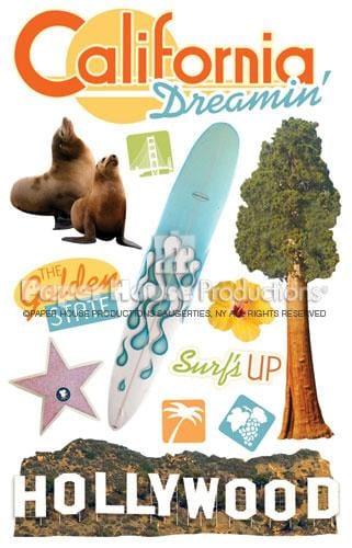 Travel Collection California Dreamin' 5 x 7 Glitter 3D Scrapbook Embellishment by Paper House Production.
