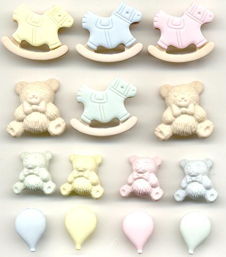 Dress It Up Special Delivery Collection Teddy Bear Picnic Buttons by Jesse James Buttons - Scrapbook Supply Companies