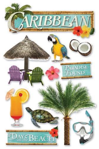 Paradise Found Collection Caribbean 5 x 7 Glitter 3D Scrapbook Embellishment by Paper House Productions - Scrapbook Supply Companies