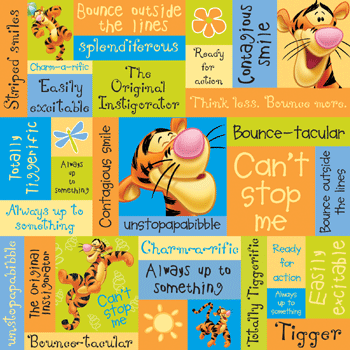 Disney Winnie The Pooh Collection Tigger Phrases 12 x 12 Vacation Scrapbook Paper by Sandylion - Scrapbook Supply Companies