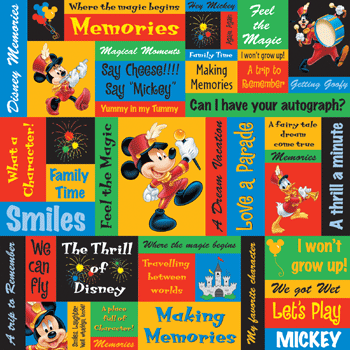 Disney Mickey Mouse Collection Mickey Phrases 12 x 12 Vacation Scrapbook Paper by Sandylion - Scrapbook Supply Companies
