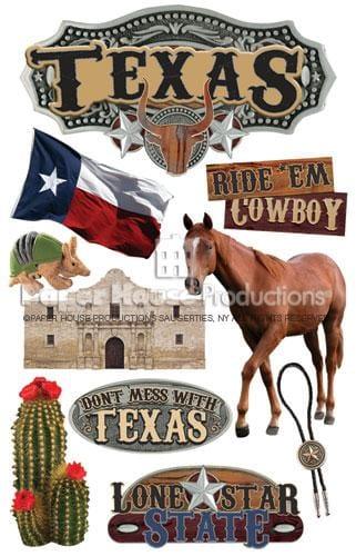Travel Collection 2 Texas 5 x 7 Glitter 3D Scrapbook Embellishment by Paper House Productions - Scrapbook Supply Companies