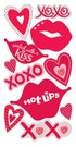 Valentine Lips, XOXO, Heart Embellishment by Sandylion - Scrapbook Supply Companies