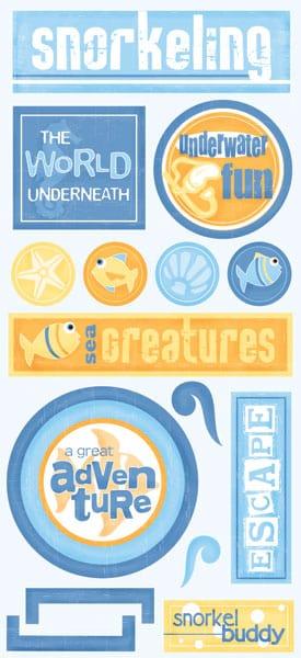 Tropical Collection Snorkeling 6 x 12 Cardstock Sticker Sheet by Scrapbook Customs - Scrapbook Supply Companies