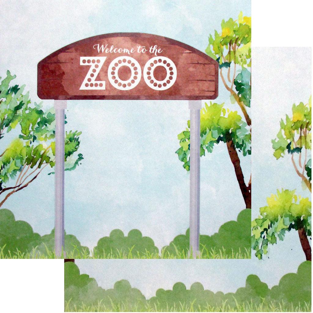 African Safari Collection Welcome To the Zoo 12 x 12 Double-Sided Scrapbook Paper by Scrapbook Customs - Scrapbook Supply Companies