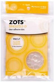 Zots Singles 3-D Clear Adhesive Dot - 125 Dots by Thermoweb - 1/8" Thick - Scrapbook Supply Companies