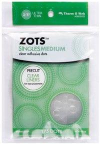 Zots Singles Medium Clear Adhesive Dots - 175 Dots by Thermoweb - 3/8" Ultra Thin - Scrapbook Supply Companies